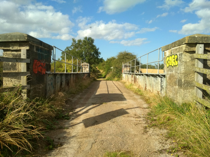 View over the footbridge, looking up Walker's Lane, Middrige, County Durham